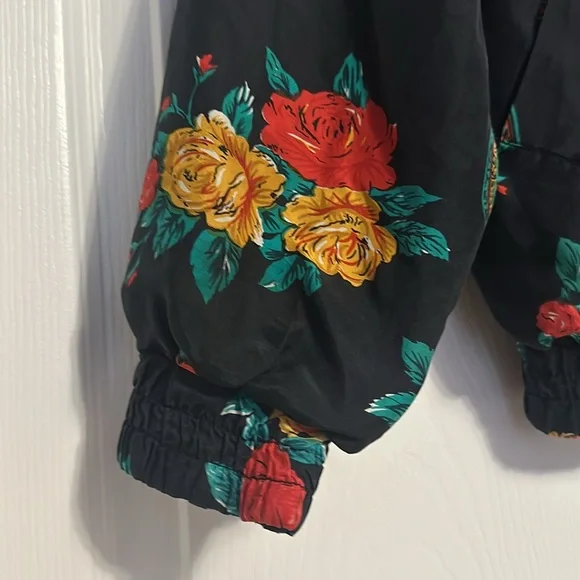 Vtg Detail Sportswear 100% silk floral print bomber jacket, Sz Small - Picture 5 of 8